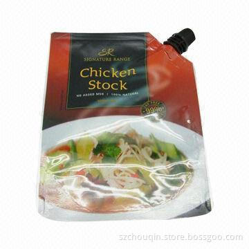 Chicken Stock Spout Bag with Food Grade Material, Stand Up and Light Proof, Oxygen-proof